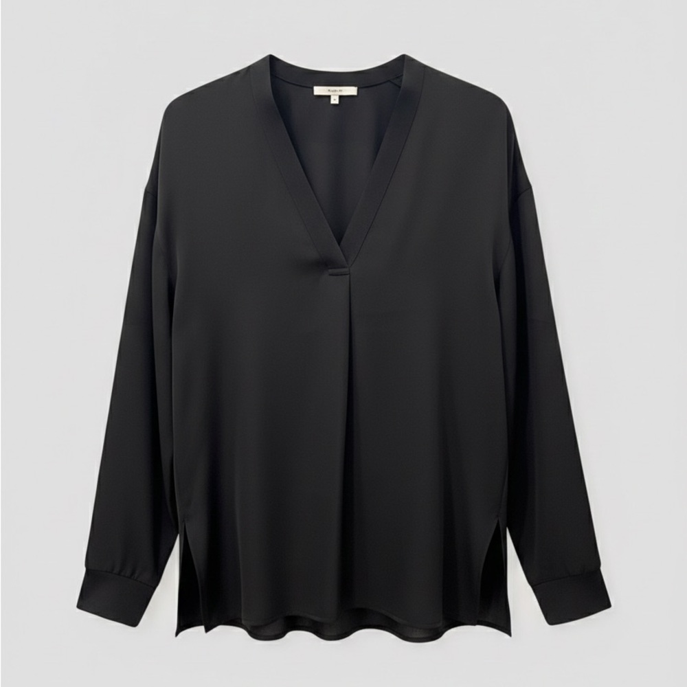 Vince Elegant Black Long Sleeve Blouse